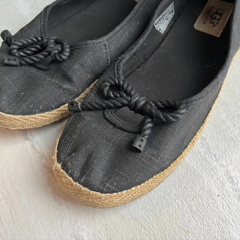 ** UGG Syleste Shearling Line Espadrille Bow Flat Shoe Size 8